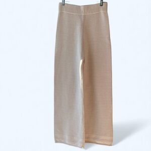 Sincerely Jules Cream Wide Leg Textured Knit Wide Leg Lounge Pants Sz L EUC Boho